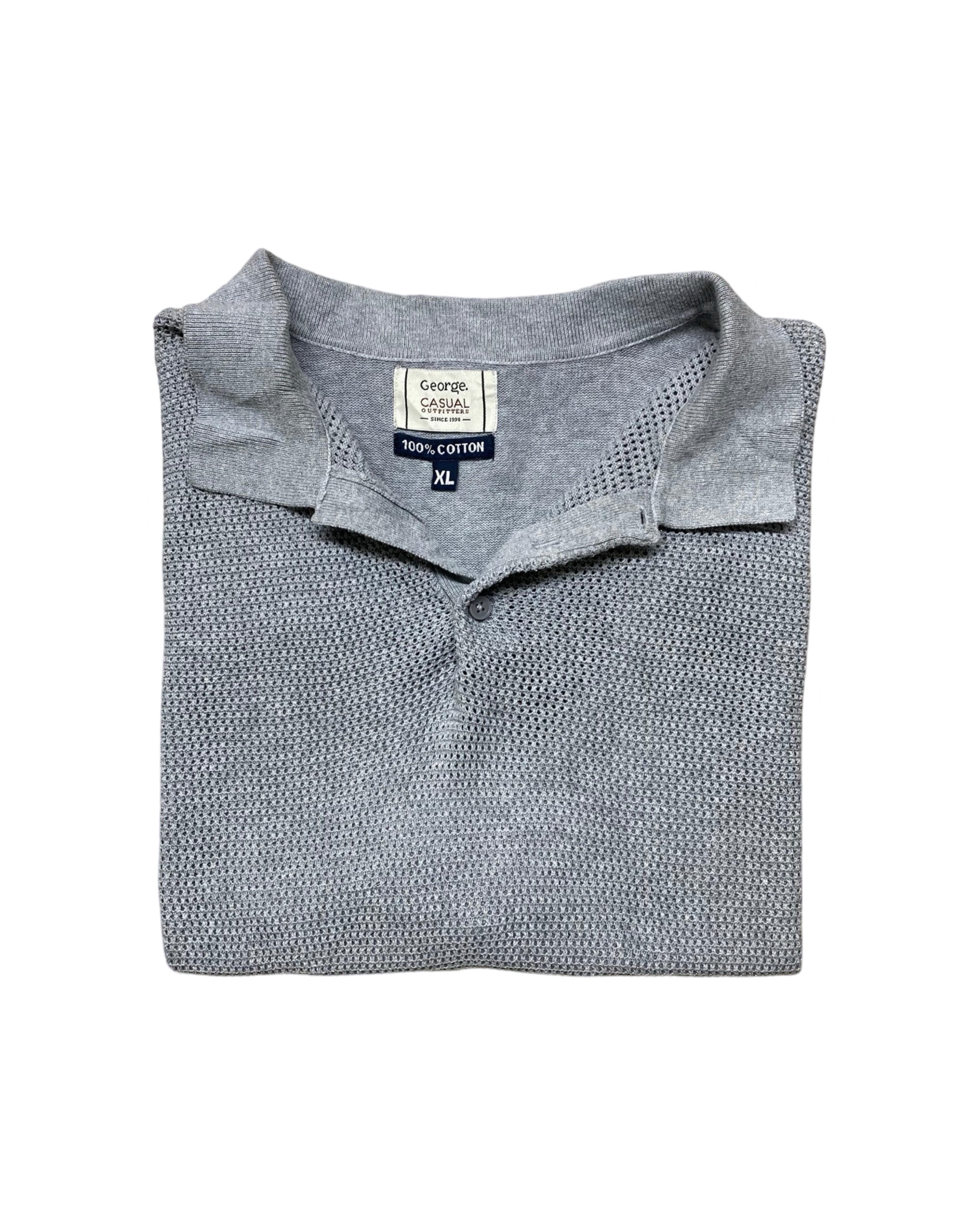 George Grey Knitted Polo Shirt | XL | Chest 24”