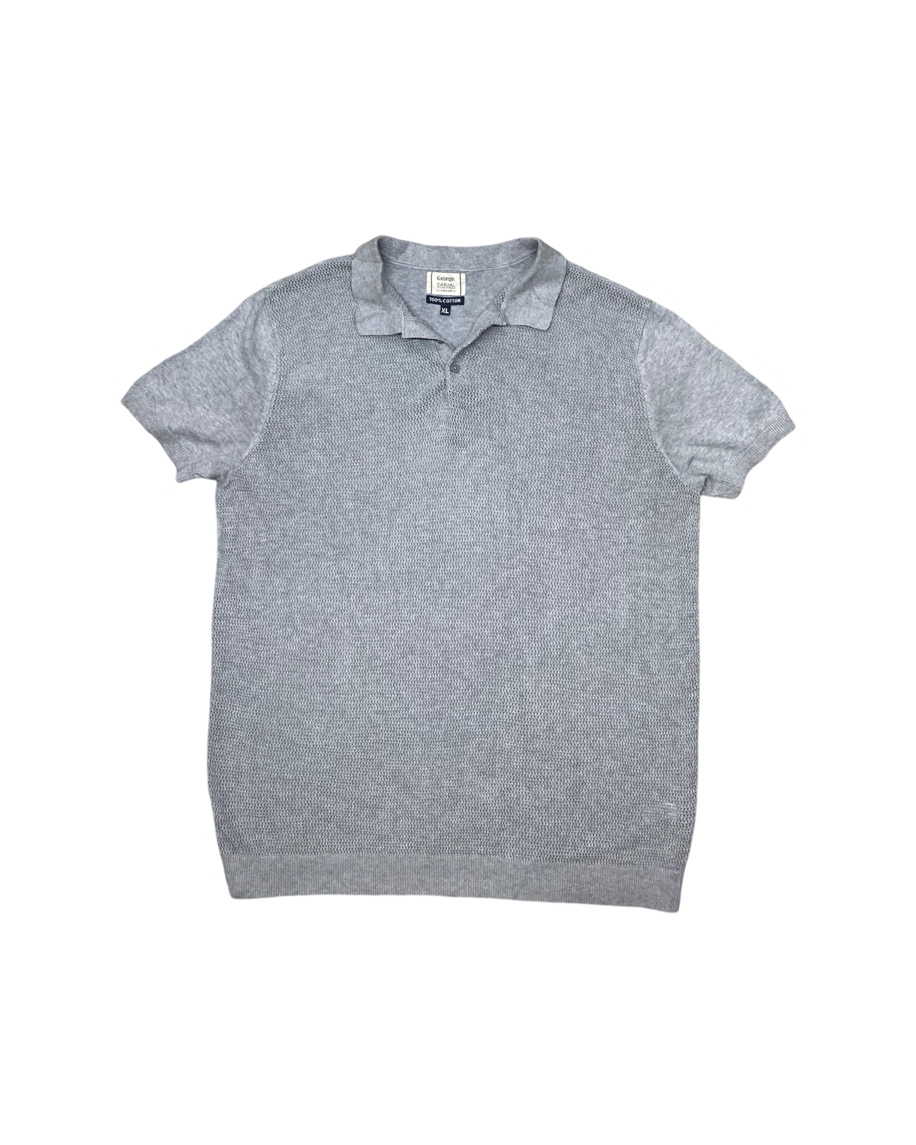 George Grey Knitted Polo Shirt | XL | Chest 24”