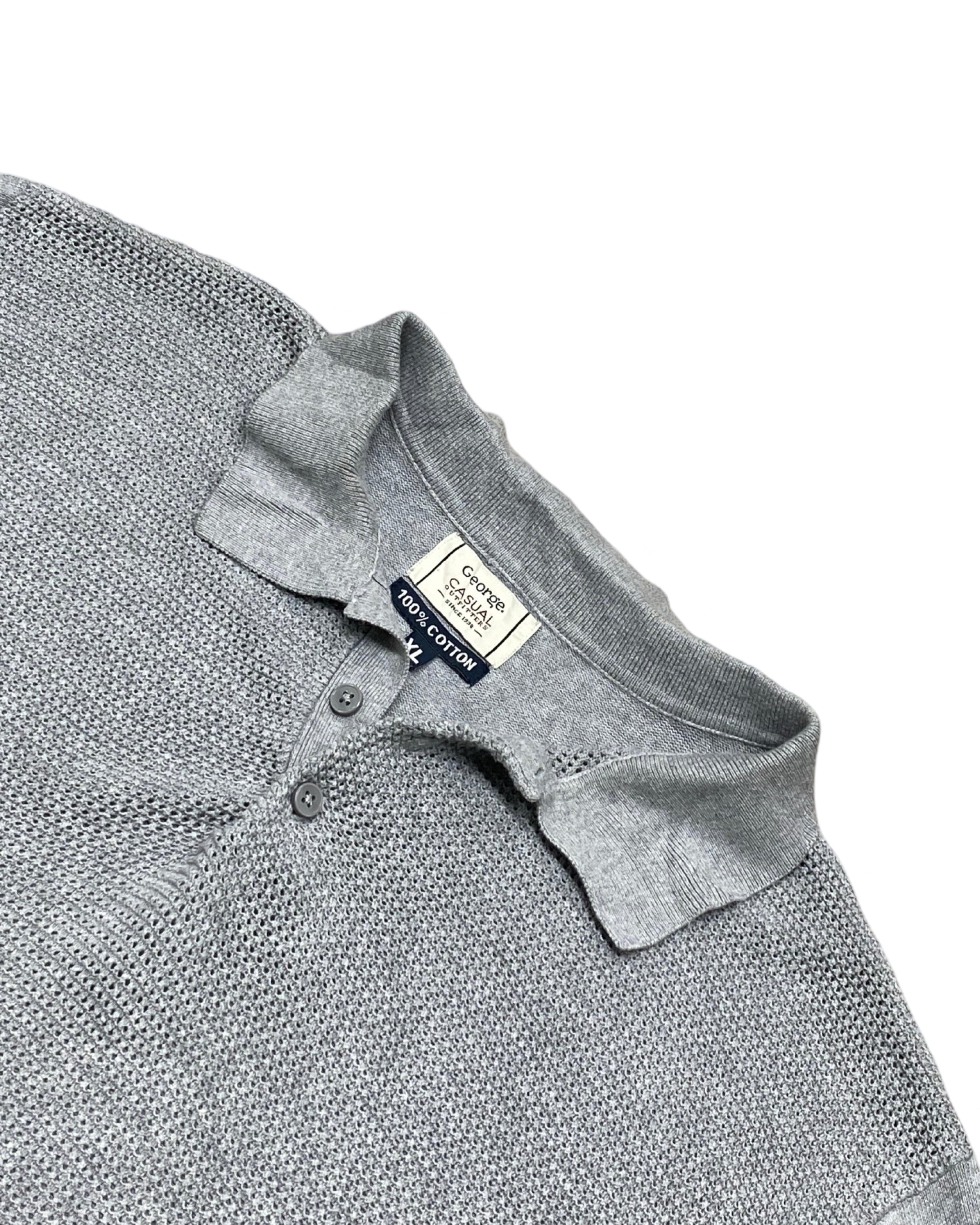 George Grey Knitted Polo Shirt | XL | Chest 24”
