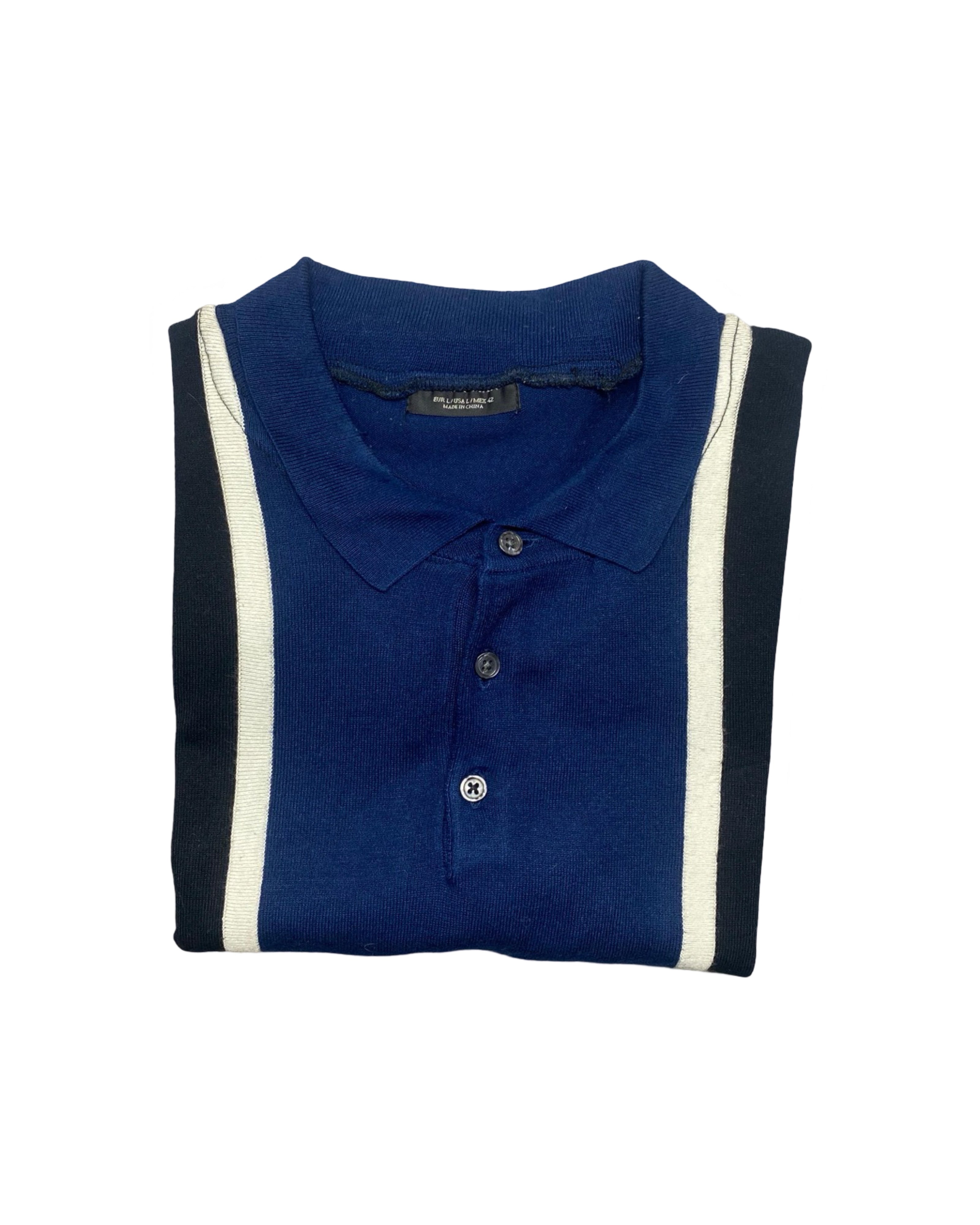 Retro Contrast Panel Knitted Polo Shirt | Medium | Chest 20”