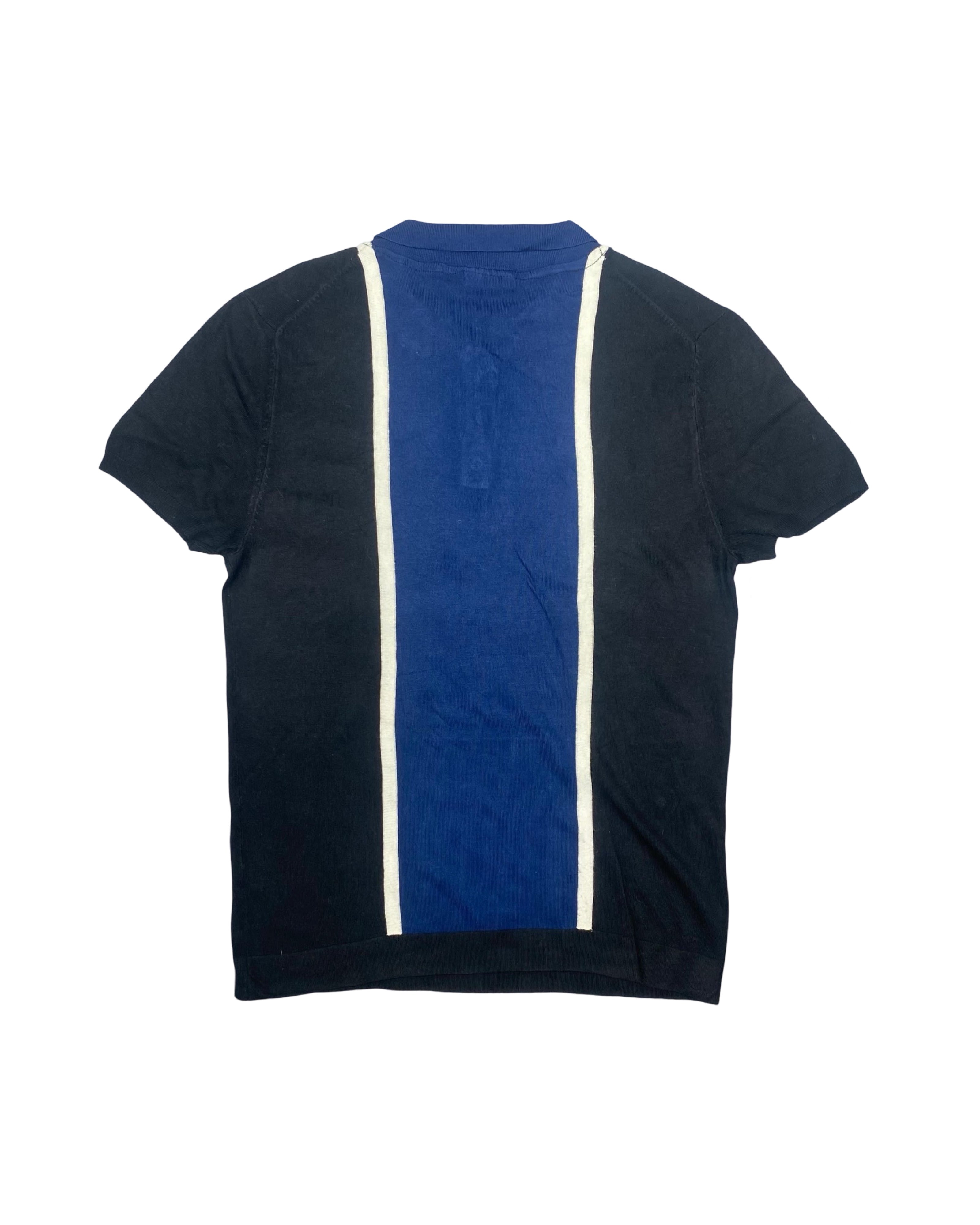 Retro Contrast Panel Knitted Polo Shirt | Medium | Chest 20”