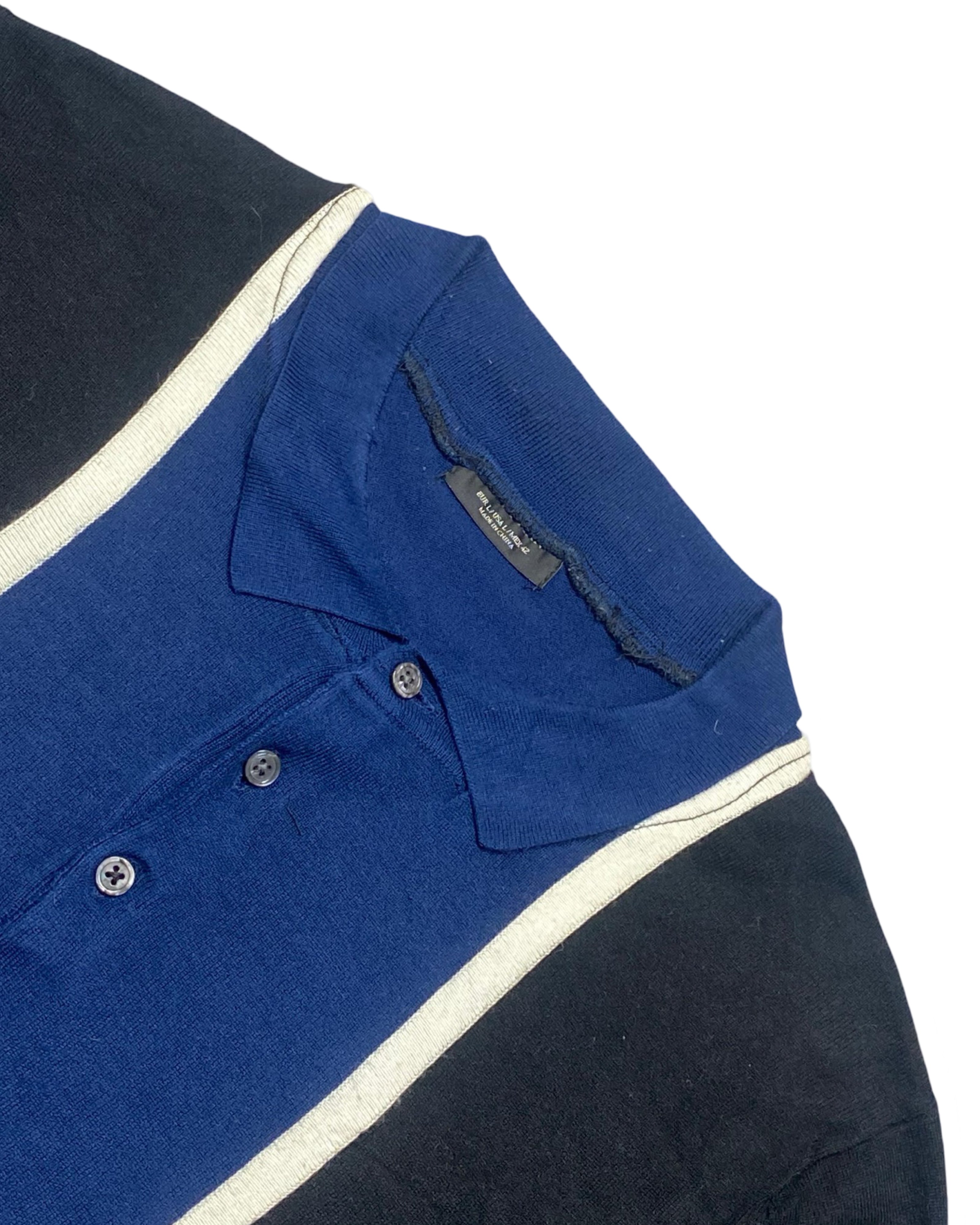 Retro Contrast Panel Knitted Polo Shirt | Medium | Chest 20”