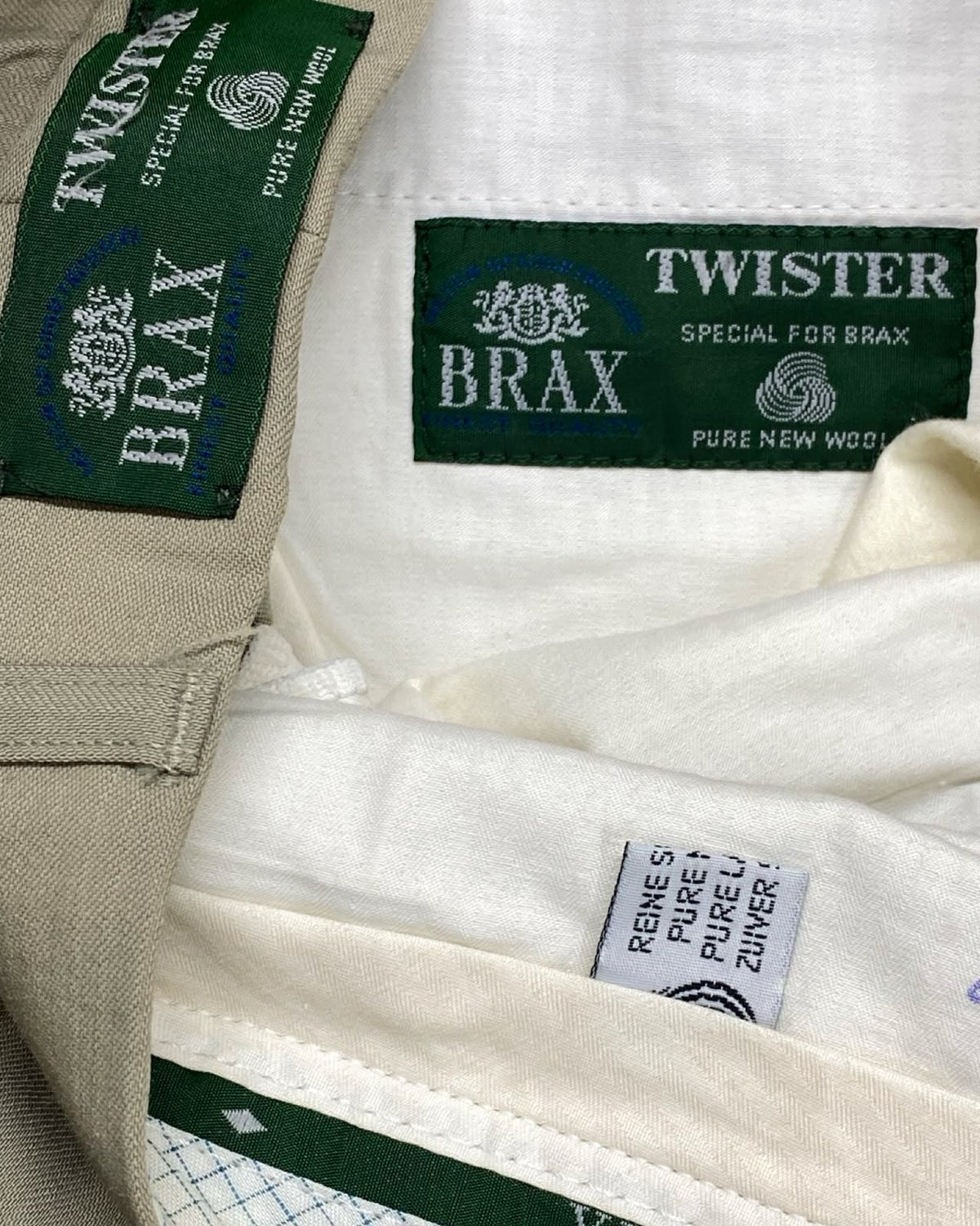 Brax Beige Pleated Wool Trousers